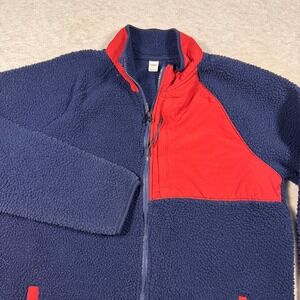 Vintage Old Navy Men's L Navy Red Colorblock Active Fleece Full Zip Jacket